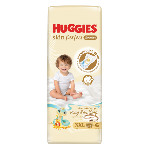 Combo 4 Tã quần Huggies SkinPerfect Pants (XXL, >15kg, 48+6 miếng) (giao bao bì ngẫu nhiên)