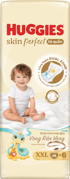 Tã quần Huggies SkinPerfect Pants (XXL, >15kg, 48+6 miếng) (giao bao bì ngẫu nhiên)