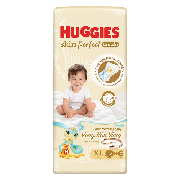 Combo 4 Tã quần Huggies SkinPerfect Pants (XL, 12-17kg, 52+6 miếng) (giao bao bì ngẫu nhiên)