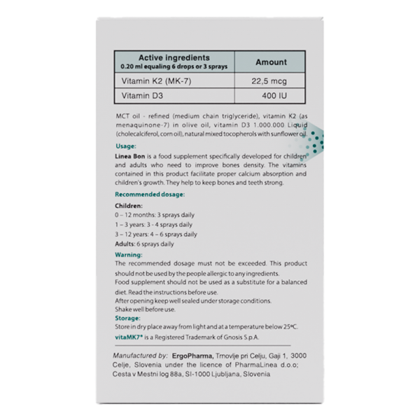 Combo 2 Thực phẩm bảo vệ sức khỏe LineaBon K2+D3 Spray dạng xịt