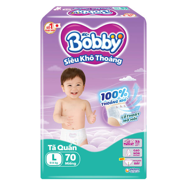Tã quần Bobby size L, 70 miếng (giao bao bì ngẫu nhiên)