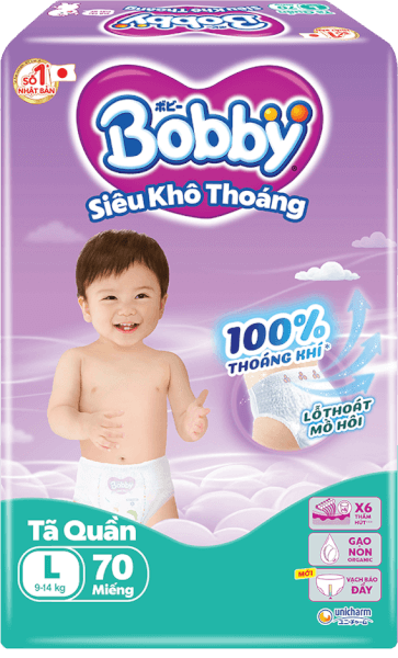 Tã quần Bobby size L, 70 miếng (giao bao bì ngẫu nhiên)