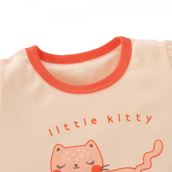 Bộ bé gái ngắn Animo Easy LU0325012 (1-4Y,Kem-hồng, TT02)