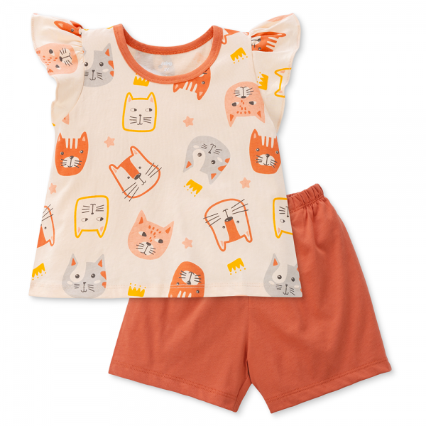 Bộ bé gái ngắn Animo Easy TQ0325001 (1-4Y,Be-Nâu,TT04)