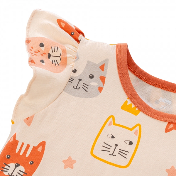 Bộ bé gái ngắn Animo Easy TQ0325001 (1-4Y,Be-Nâu,TT04)