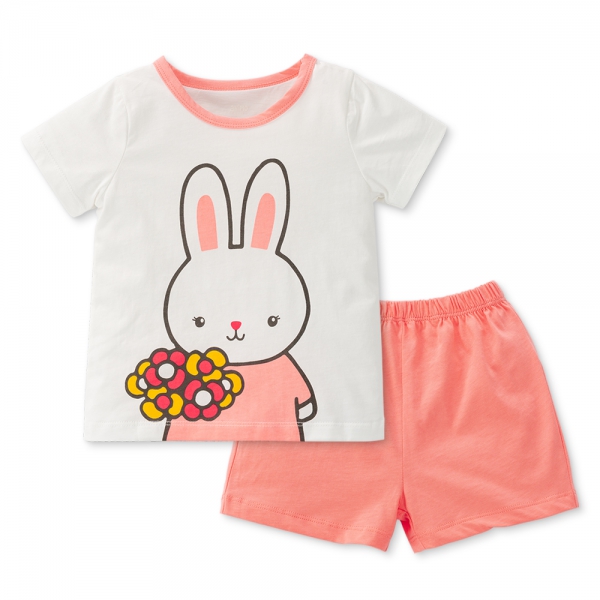 Bộ bé gái ngắn Animo Easy TX0225026 (1-4Y,Trắng-hồng,TT02)