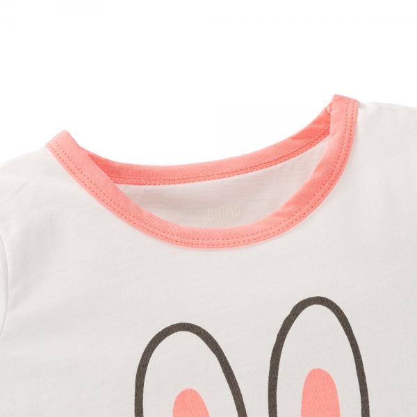 Bộ bé gái ngắn Animo Easy TX0225026 (1-4Y,Trắng-hồng,TT02)