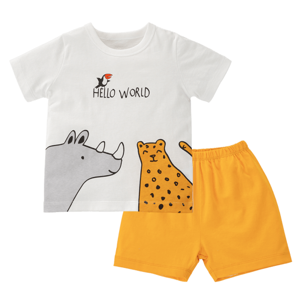 Bộ bé trai ngắn Animo Easy HN0225012 (1-4Y,Trắng-vàng,TT02)