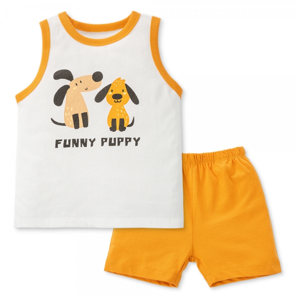 Bộ bé trai sát nách Animo Easy HN0225008 (1-4Y,Trắng-vàng,TT02)