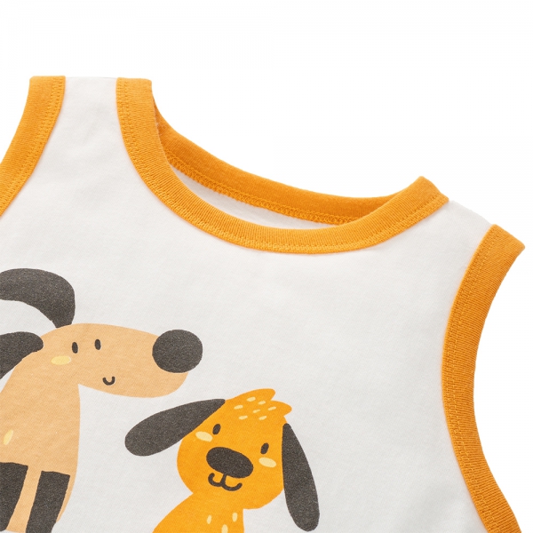 Bộ bé trai sát nách Animo Easy HN0225008 (1-4Y,Trắng-vàng,TT02)