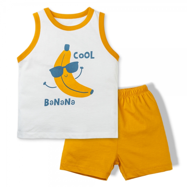 Bộ bé trai ngắn Animo Easy HN0225030 (1-4Y,Trắng-vàng,TT02)