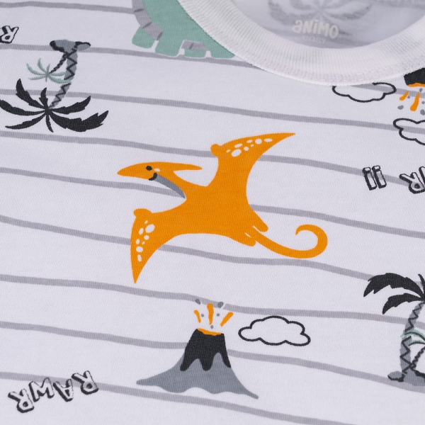 Bộ bé trai ngắn Animo Easy HN0325040 (1-4Y,Trắng-lá,NN03)