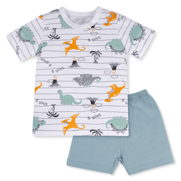 Bộ bé trai ngắn Animo Easy HN0325040 (1-4Y,Trắng-lá,NN03)