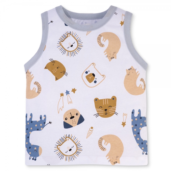 Bộ bé trai sát nách Animo Easy HN0325008 (1-4Y,Trắng-biển,NN03)