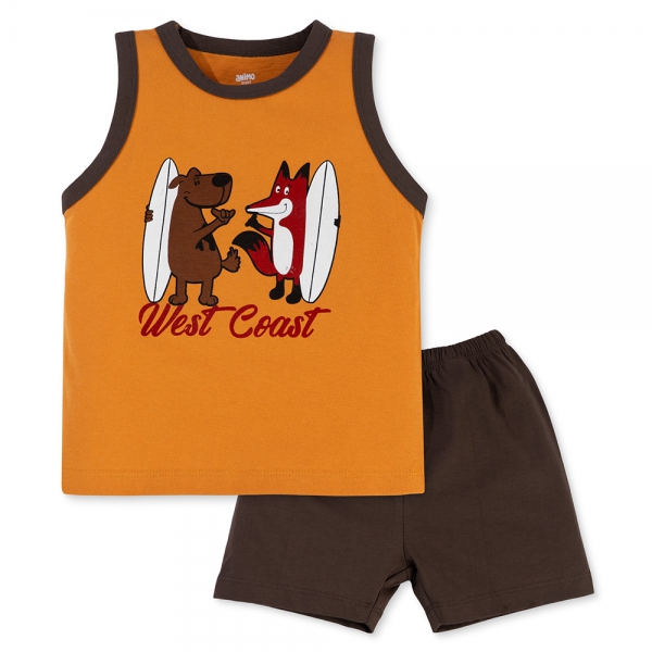 Bộ bé trai ngắn Animo Easy HN0225031 (1-4Y,Vàng-nâu,TT02)