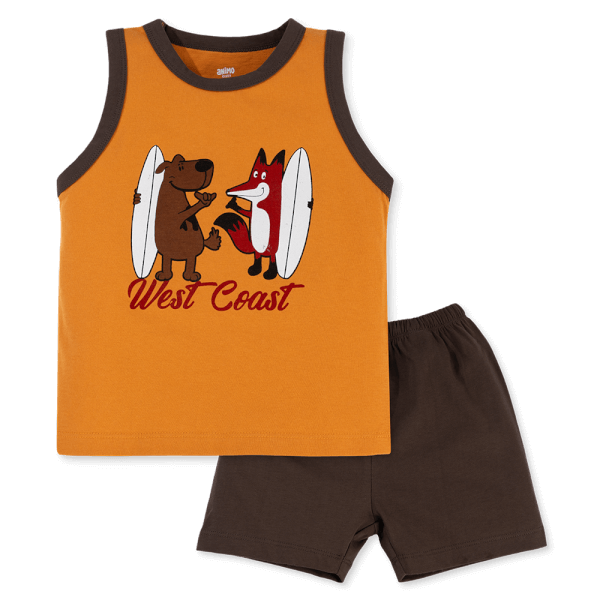 Bộ bé trai ngắn Animo Easy HN0225031 (1-4Y,Vàng-nâu,TT02)