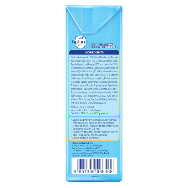 Thùng Sữa dinh dưỡng pha sẵn Aptamil Kid 180ml, lốc 3 hộp (Từ 1 tuổi)