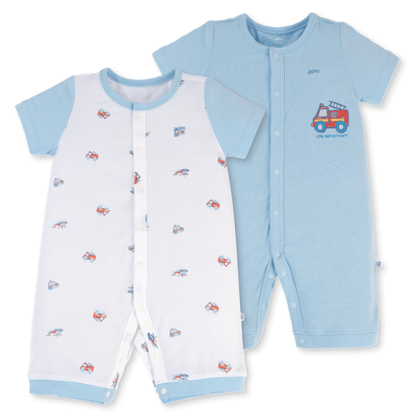 Set 2 Bodysuit modal kháng khuẩn đùi Animo VD0225020 (0-12M,Xanh-trắng,TT06)