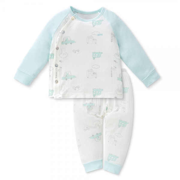 Bộ modal jacquard dài Animo KV1124013 (0-24M,Xanh ngọc)