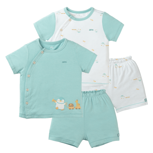 Set 2 Bộ modal kháng khuẩn ngắn Animo VD0225014 (0-24M,Xanh-trắng,DD06)