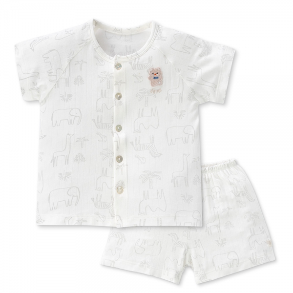 Bộ modal jacquard ngắn Animo KV1124010 (0-24M,Trắng)