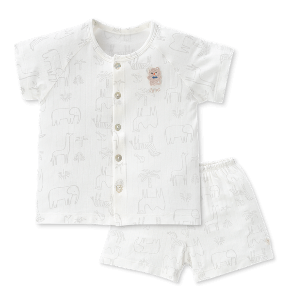 Bộ modal jacquard ngắn Animo KV1124010 (0-24M,Trắng)