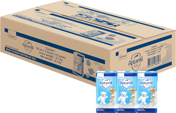 Thùng Sữa dinh dưỡng pha sẵn Aptamil Kid 110ml, lốc 3 hộp (Từ 1 tuổi)