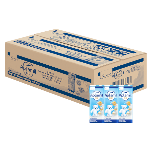 Thùng Sữa dinh dưỡng pha sẵn Aptamil Kid 180ml, lốc 3 hộp (Từ 1 tuổi)