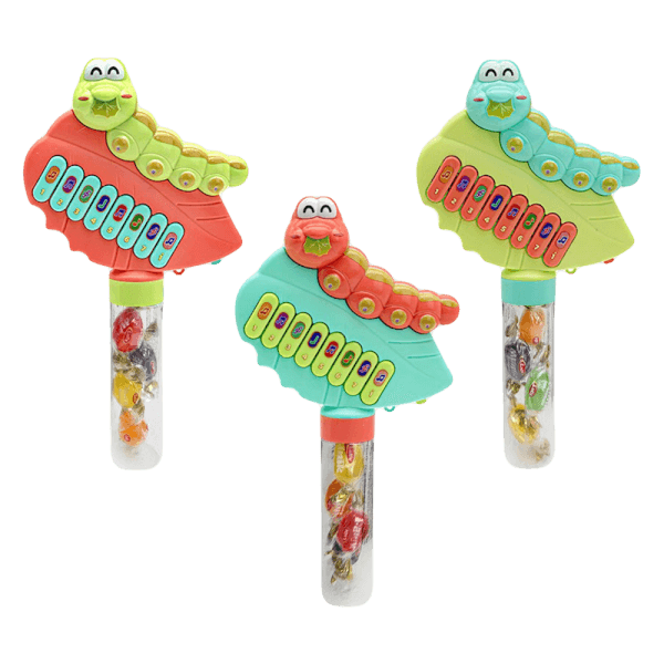 Kẹo cứng hương trái cây Minik Bonbon 9g - hình con sâu và đàn piano