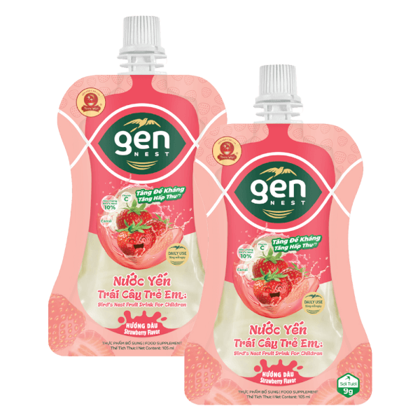 Combo 2 Gennest Nước Yến Sữa Trẻ Em Hương Dâu