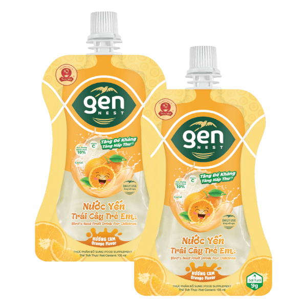 Combo 2 Gennest Nước Yến Trái Cây Trẻ Em Hương Cam