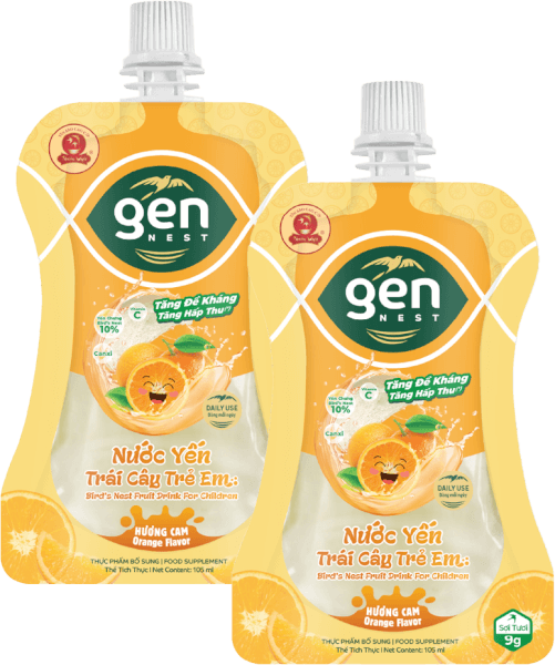 Combo 2 Gennest Nước Yến Trái Cây Trẻ Em Hương Cam
