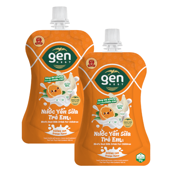 Combo 2 Gennest Nước Yến Sữa Trẻ Em Hương Cam