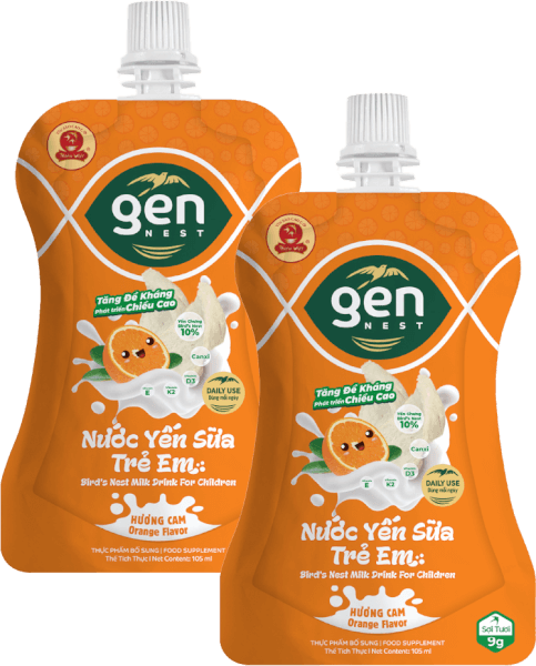 Combo 2 Gennest Nước Yến Sữa Trẻ Em Hương Cam