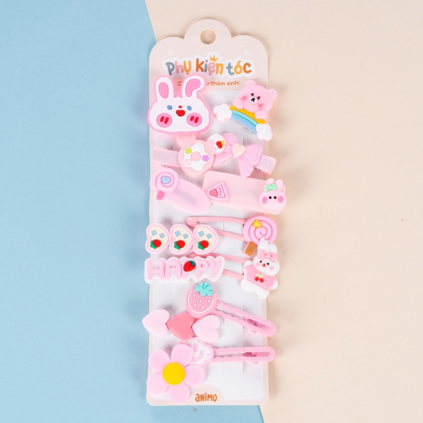 Set kẹp tóc 14 món Animo A2501_MN045 (Hồng)