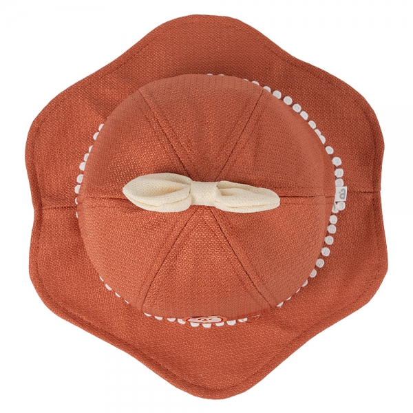 Nón bé gái lớn 3-6Y vành tròn Animo A2501_MN028 (52cm,Cam)