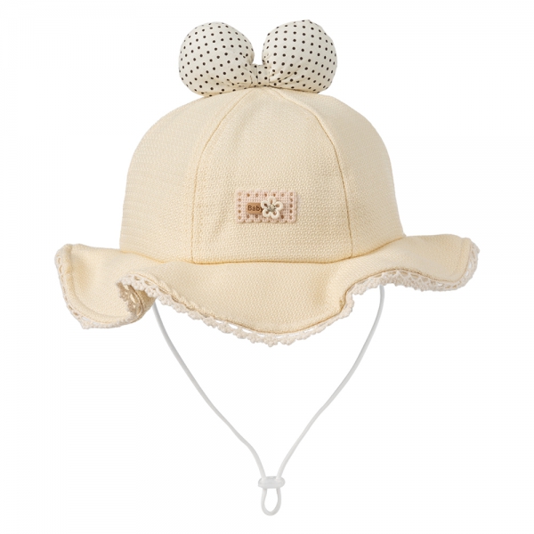 Nón bé gái lớn 3-6Y vành tròn Animo A2501_MN027 (52cm,Kem)