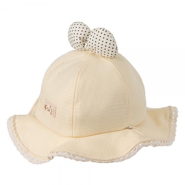 Nón bé gái lớn 3-6Y vành tròn Animo A2501_MN027 (52cm,Kem)