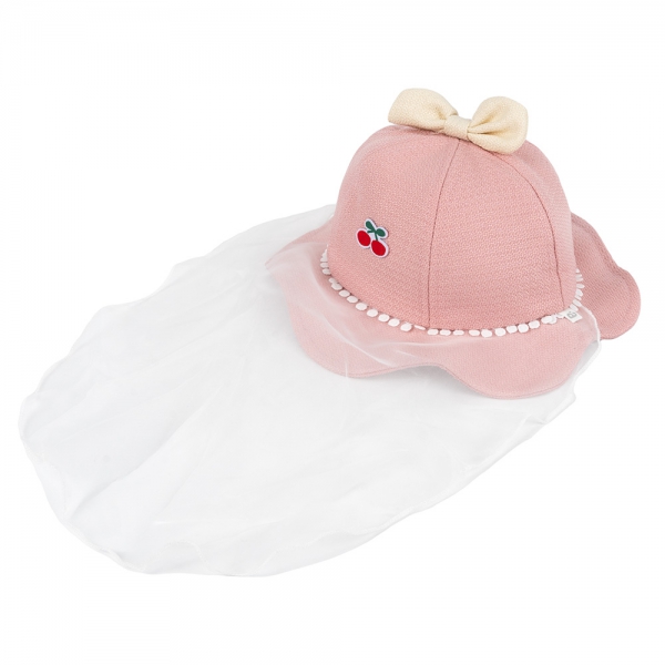 Nón vành tròn khăn voan bé gái 0-12M Animo A2501_MN020 (46cm,Hồng)