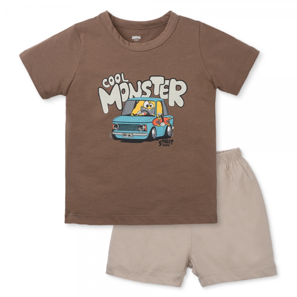 Bộ bé trai ngắn Animo Easy HN0325041 (1-4Y,Nâu-be,DD02)