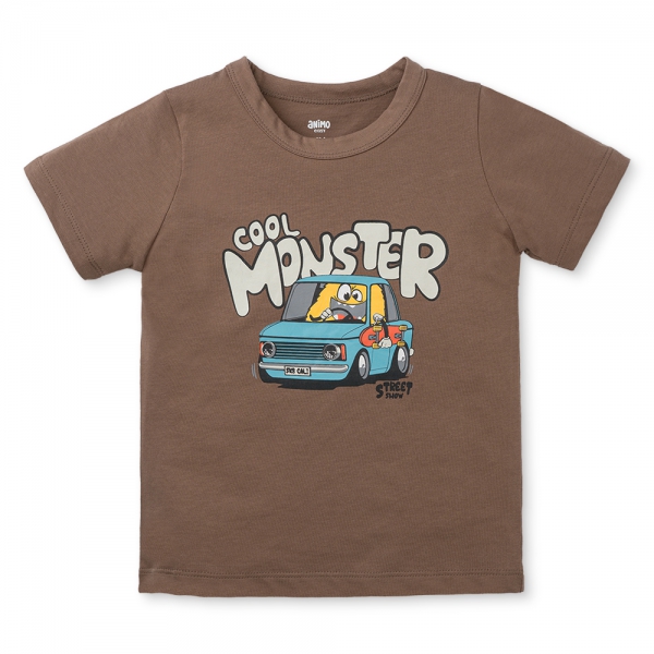 Bộ bé trai ngắn Animo Easy HN0325041 (1-4Y,Nâu-be,DD02)