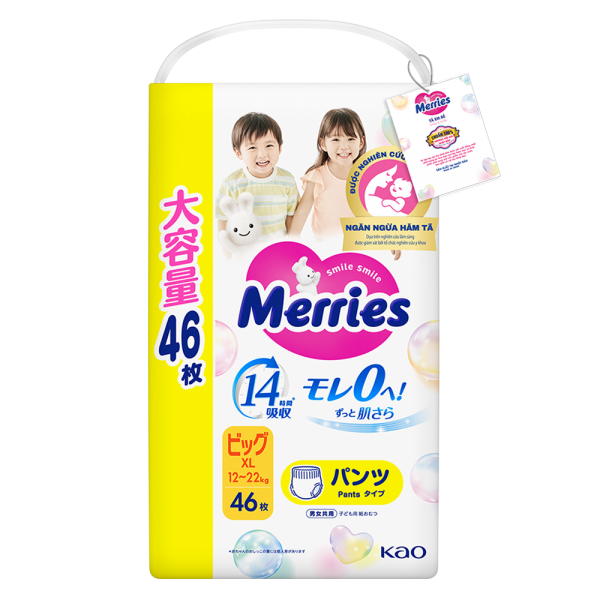 Tã quần Merries Ultra Jumbo (XL, 12-22kg, 46 miếng)