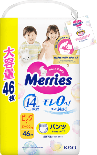Tã quần Merries Ultra Jumbo (XL, 12-22kg, 46 miếng)