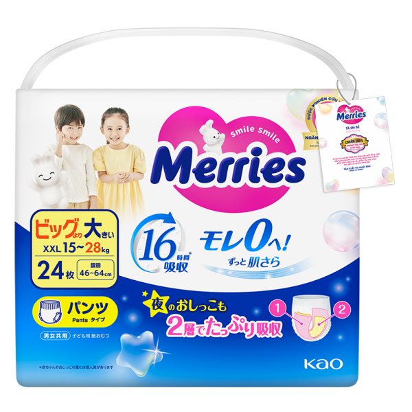 Tã quần Merries (XXL, 15-28kg, 24 miếng)