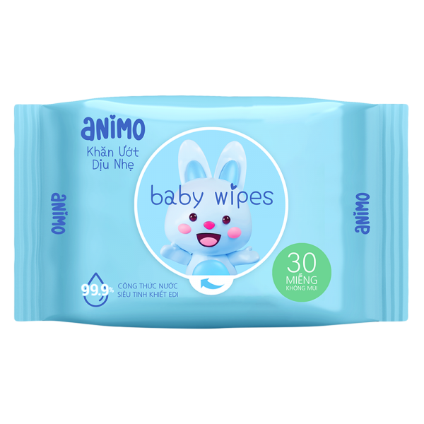 Khăn Ướt Dịu Nhẹ Animo không mùi (30 tờ)
