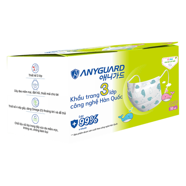 Combo 2 Khẩu trang em bé Anyguard (50 cái/hộp)