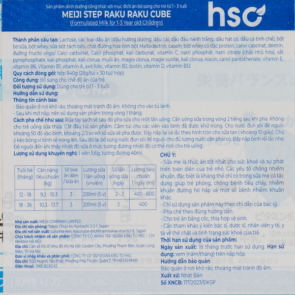 Sữa Meiji nội địa dạng thanh Step Raku Raku Cube 840g (1-3 tuổi)