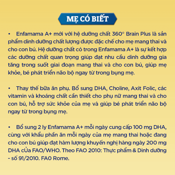 Combo 6 Thực phẩm bổ sung Sản phẩm dinh dưỡng Enfamama A+ hương chocolate 360° Brain Plus 830G