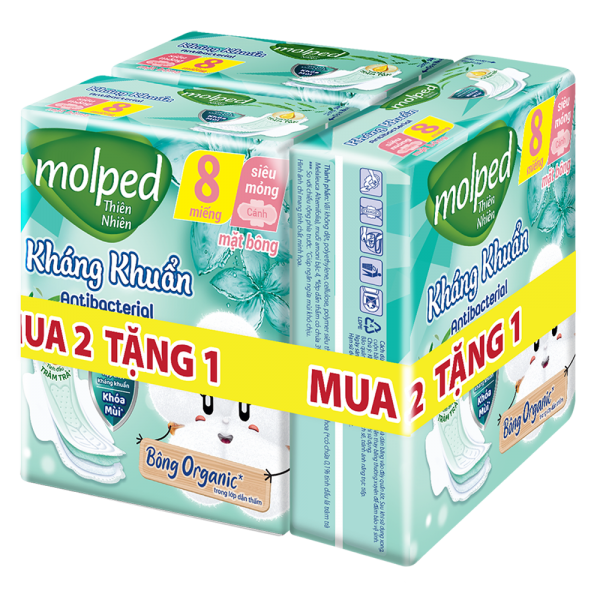 Combo 2 Băng vệ sinh Molped Kháng Khuẩn 8 miếng