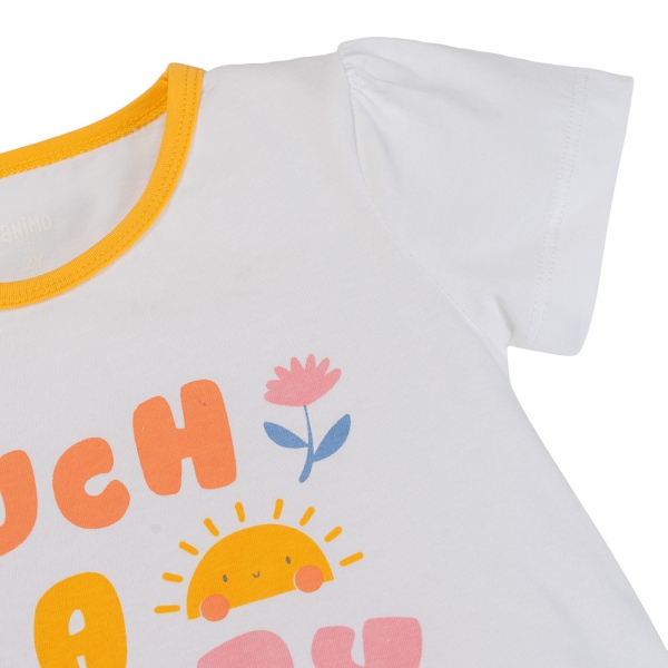 Bộ bé gái ngắn Animo Easy TX0325019 (1-4Y,Trắng-vàng,TT02)